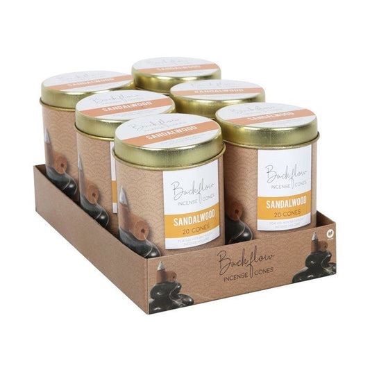 6 Tins of Elements Sandalwood Jumbo Backflow Cones - Scents & Gifts UK