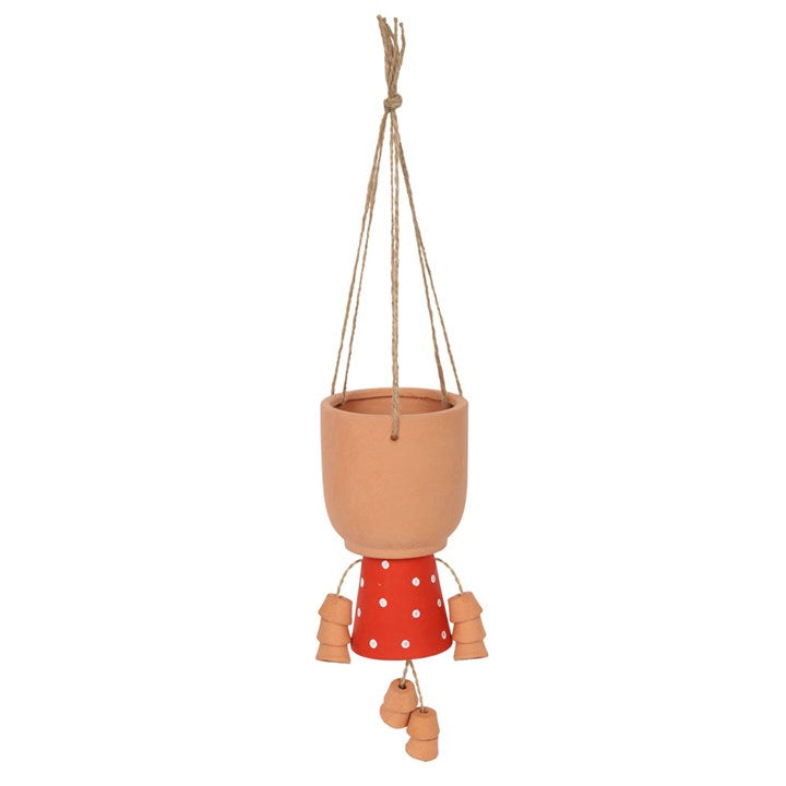 Red Pot Man Hanging Terracotta Planter
