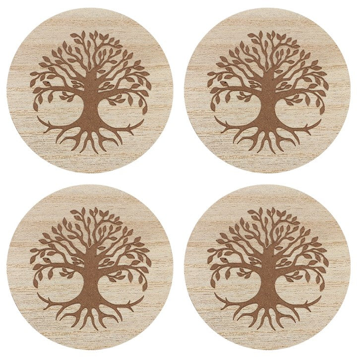 Set of 4 Tree of Life Engraved Coasters
