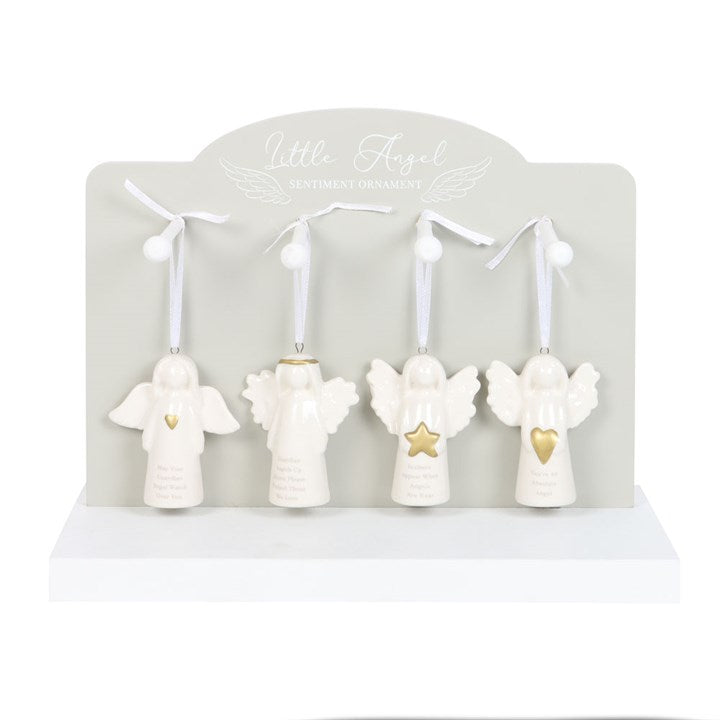 Set of 24 Angel Sentiment Ornaments on Display