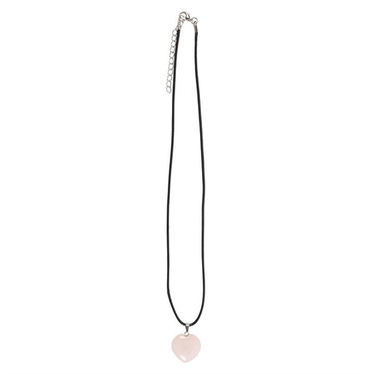 Rose Quartz Healing Crystal Heart Necklace