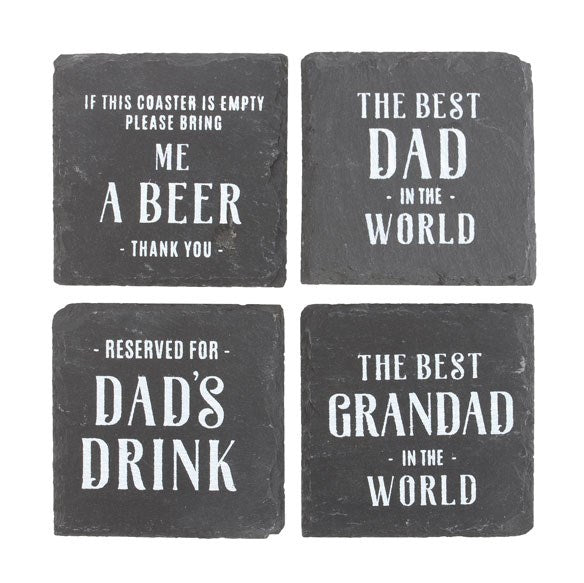 Set of 24 Slate Coasters for Him in Display