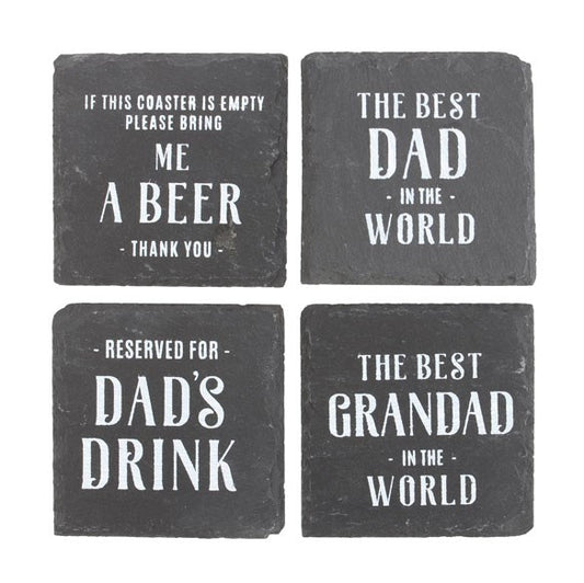 Set of 24 Slate Coasters for Him in Display