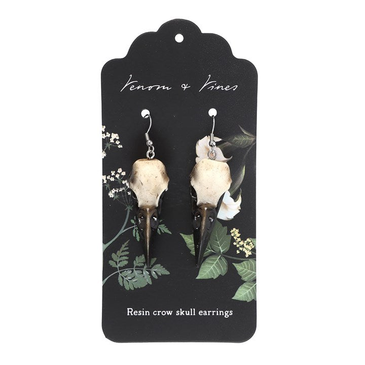 Resin Crow Skull Earrings