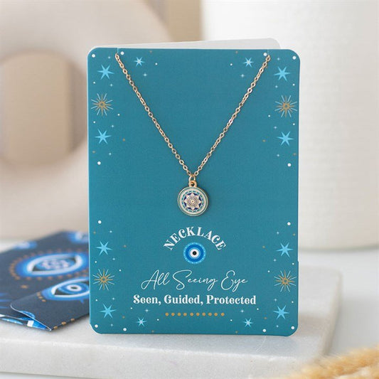 All Seeing Eye Necklace on Greeting Card - Scents & Gifts UK