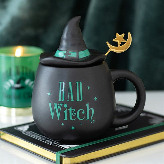 Bad Witch Lidded Mug with Spoon - Scents & Gifts UK