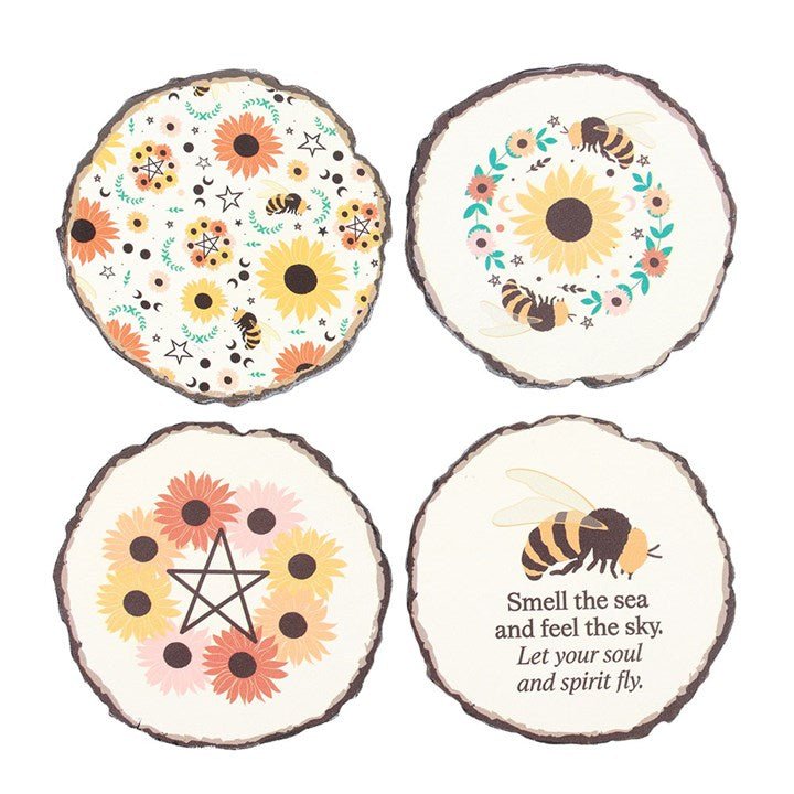 Bee Radiant Wood Slice Coaster Set - Scents & Gifts UK