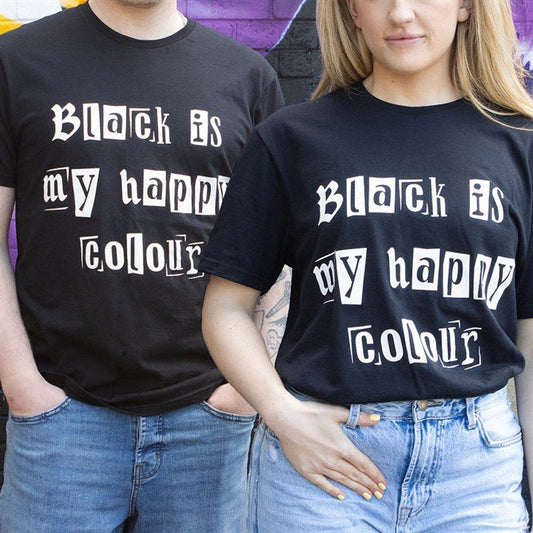 Black is My Happy Colour Unisex T-shirt Size XL - Scents & Gifts UK