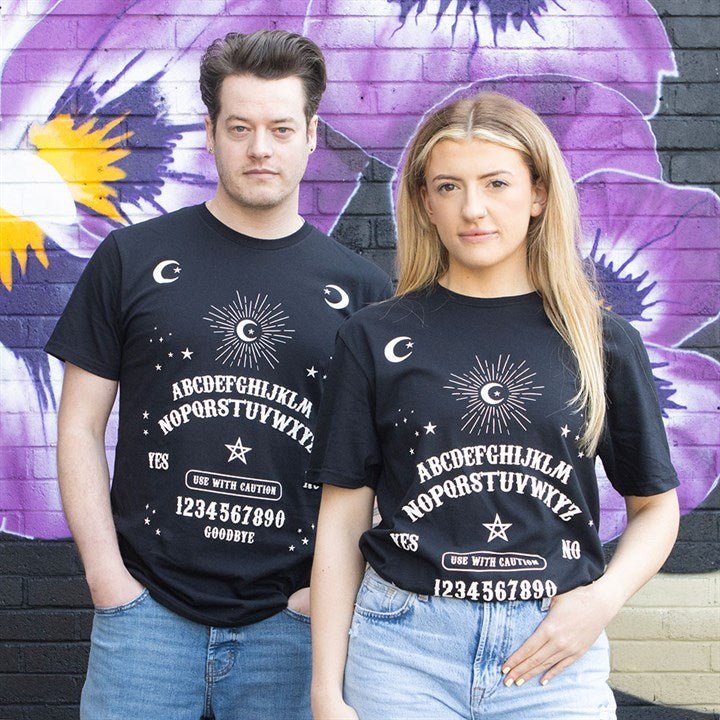 Black Talking Board Unisex T-shirt Size L - Scents & Gifts UK