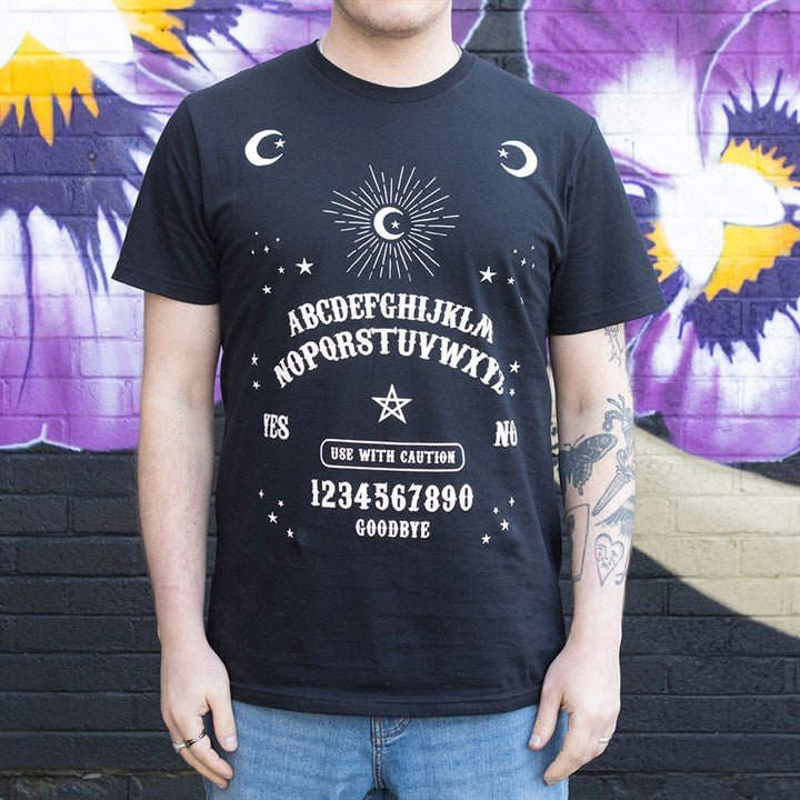 Black Talking Board Unisex T-shirt Size M - Scents & Gifts UK