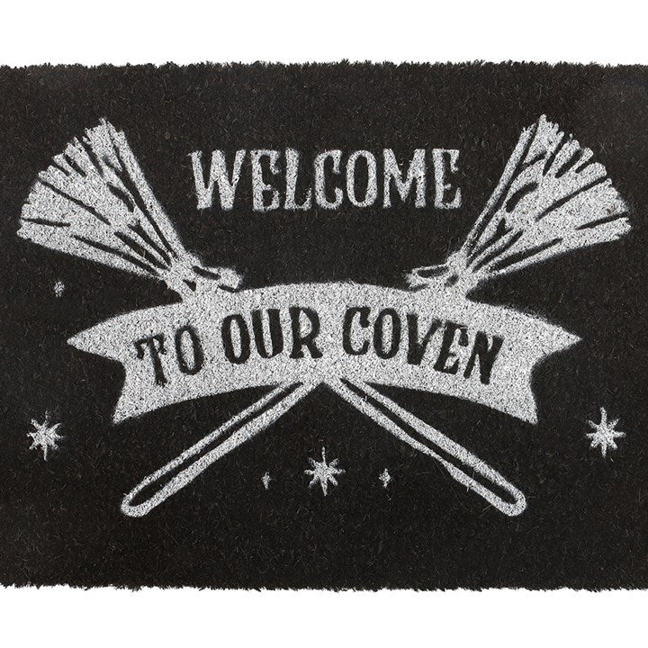 Black Welcome to Our Coven Doormat - Scents & Gifts UK