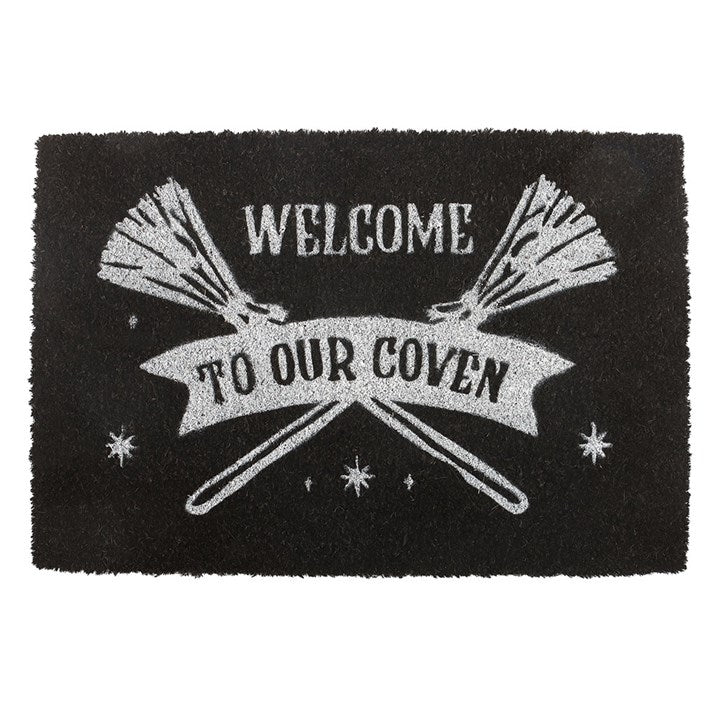 Black Welcome to Our Coven Doormat - Scents & Gifts UK