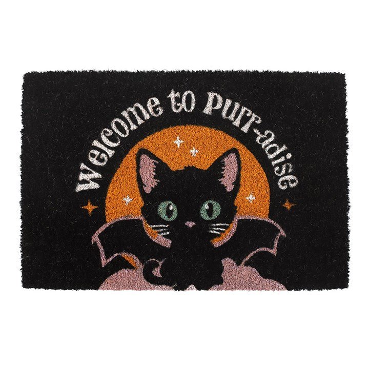 Black Welcome to Purr - adise Cat Doormat - Scents & Gifts UK