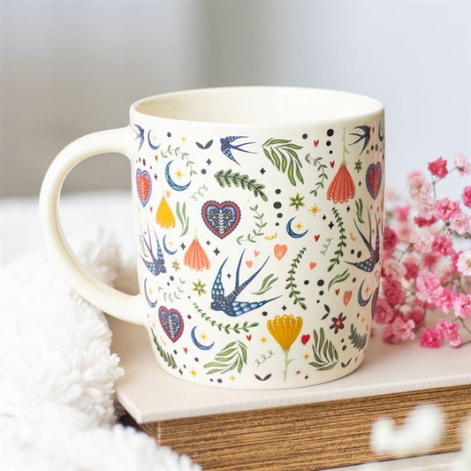 Cream Midnight Bloom Print Mug - Scents & Gifts UK