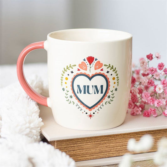 Mum Folk Heart Mug - Scents & Gifts UK