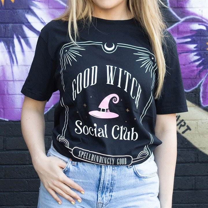 Pink Good Witch Social Club Unisex T-shirt Size M - Scents & Gifts UK