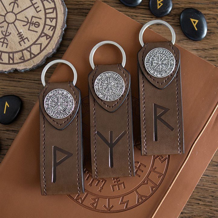 Protection Viking Rune Faux Leather Keyring - Scents & Gifts UK