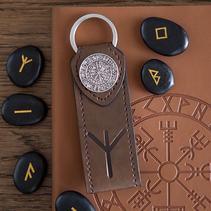 Protection Viking Rune Faux Leather Keyring - Scents & Gifts UK