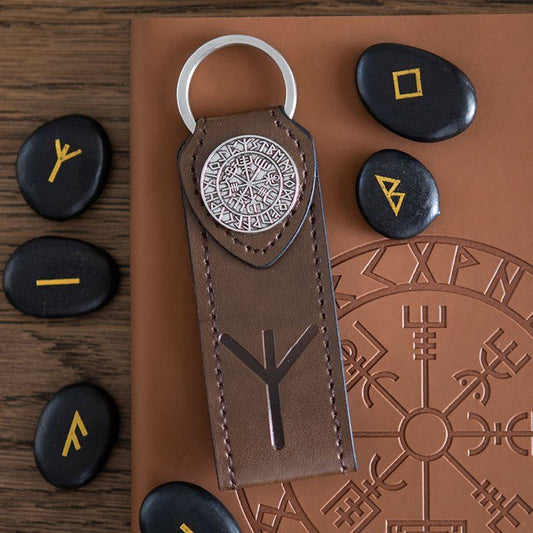 Protection Viking Rune Faux Leather Keyring - Scents & Gifts UK