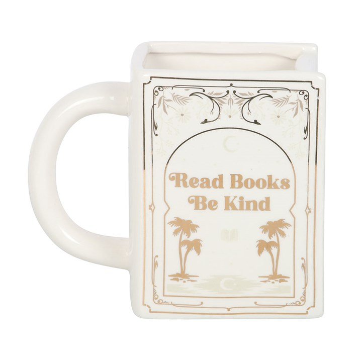 Read Books Be Kind White Book Shaped Mug - Scents & Gifts UK