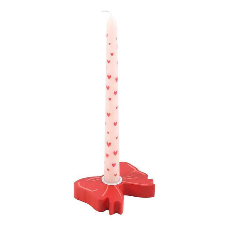 Red Bow Taper Candle Holder - Scents & Gifts UK