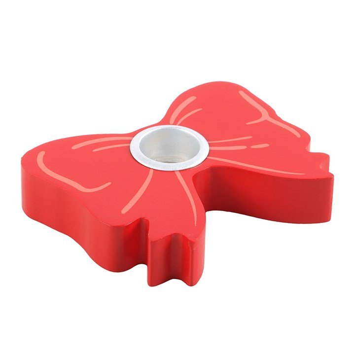 Red Bow Taper Candle Holder - Scents & Gifts UK