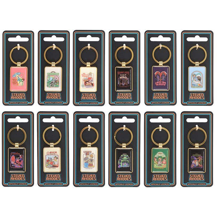 Set of 12 Enamel Keyrings by Steven Rhodes - Scents & Gifts UK