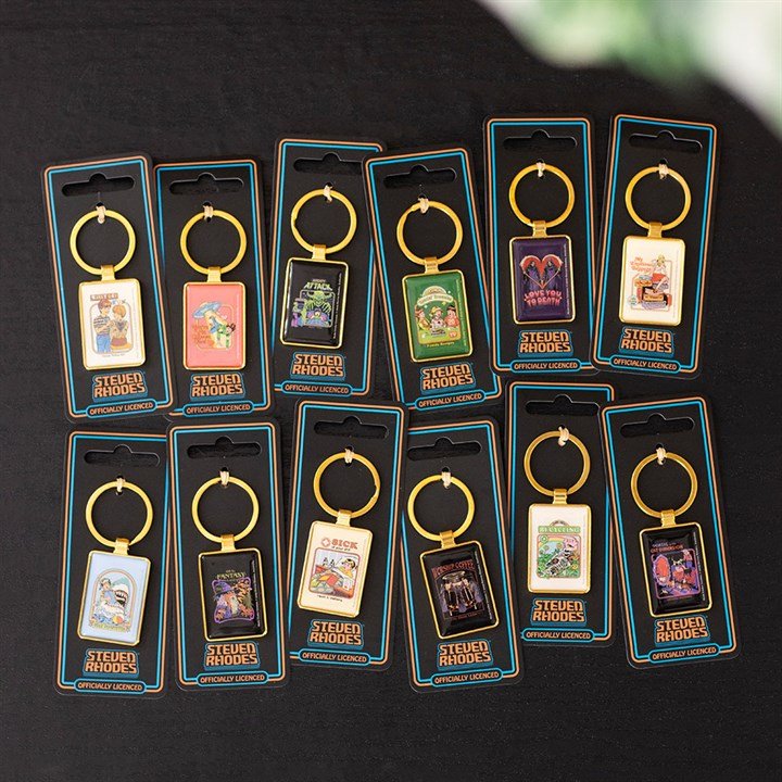 Set of 12 Enamel Keyrings by Steven Rhodes - Scents & Gifts UK