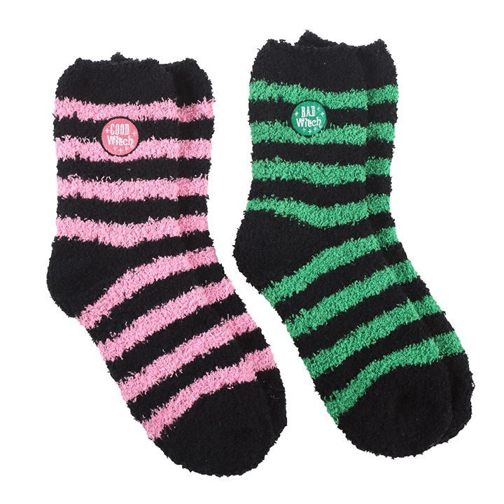 Set of 2 Good Witch and Bad Witch Fluffy Socks - Scents & Gifts UK