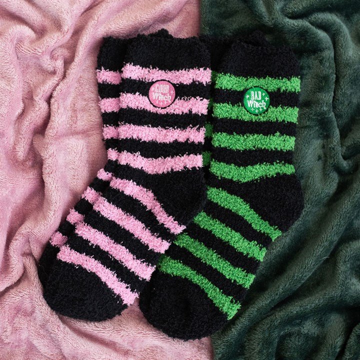 Set of 2 Good Witch and Bad Witch Fluffy Socks - Scents & Gifts UK