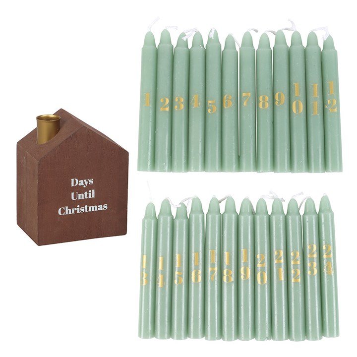 Set of 24 Mini Advent Candles with Holder - Scents & Gifts UK