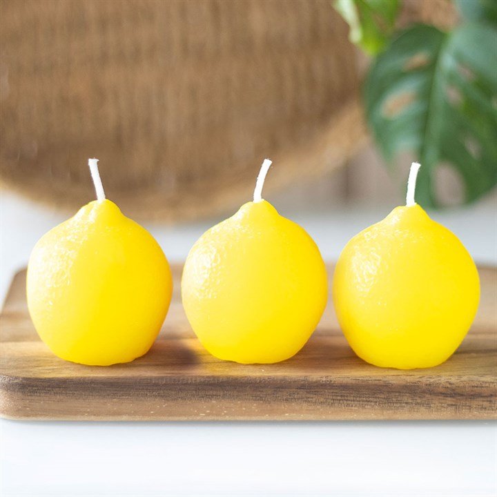 Set of 3 Lemon Shaped Candles - Scents & Gifts UK