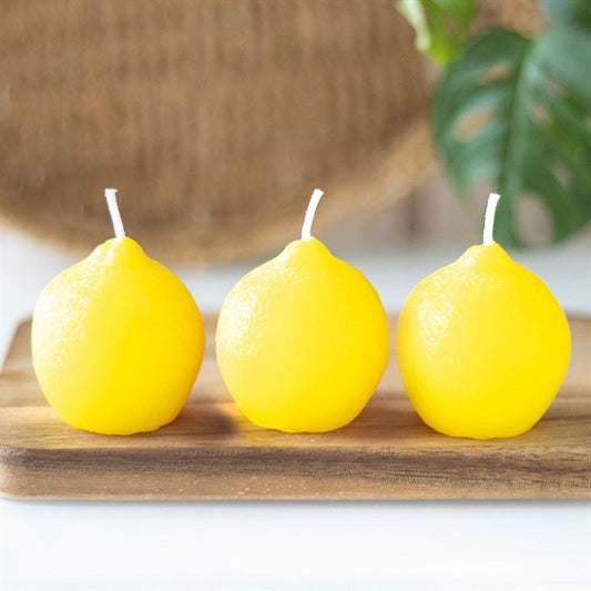 Set of 3 Lemon Shaped Candles - Scents & Gifts UK