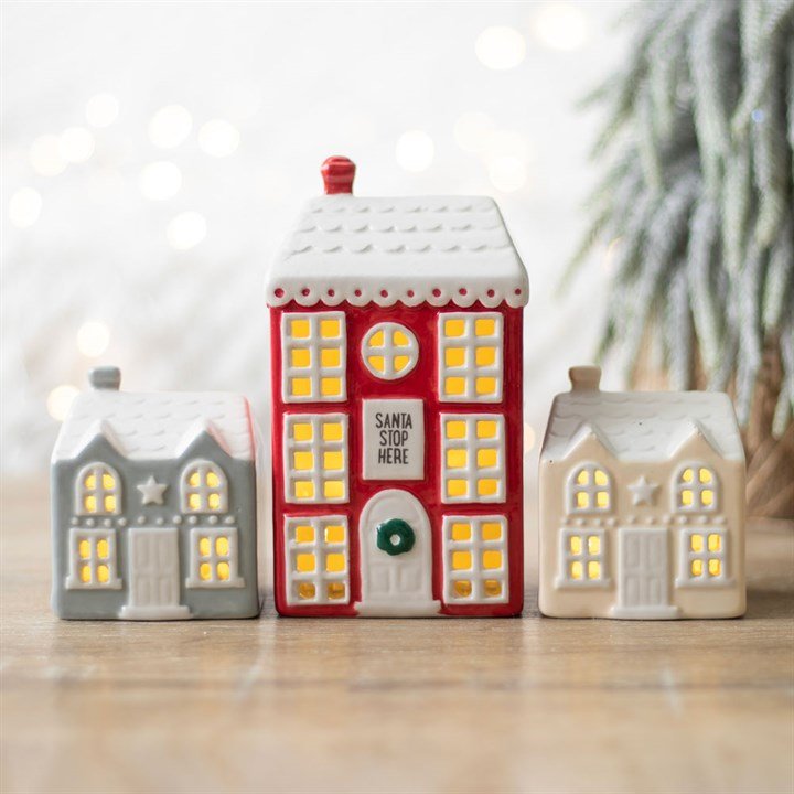 Set of 3 Light Up LED Christmas Houses - Scents & Gifts UK