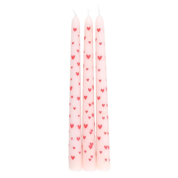 Set of 3 Love Heart Taper Candles - Scents & Gifts UK