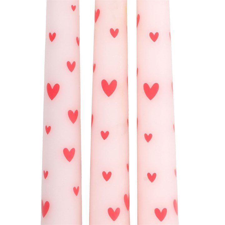 Set of 3 Love Heart Taper Candles - Scents & Gifts UK