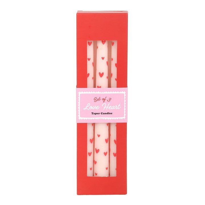 Set of 3 Love Heart Taper Candles - Scents & Gifts UK