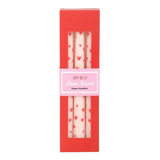 Set of 3 Love Heart Taper Candles - Scents & Gifts UK