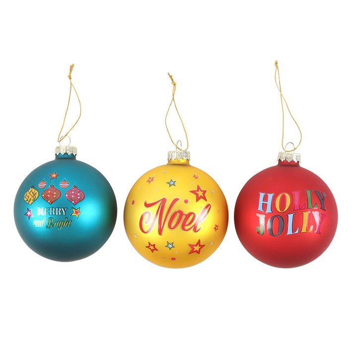Set of 3 Nostalgic Christmas Glass Baubles - Scents & Gifts UK
