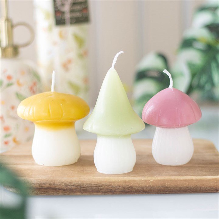 Set of 3 Pastel Mushroom Candles - Scents & Gifts UK
