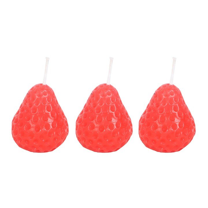 Set of 3 Strawberry Shaped Candles - Scents & Gifts UK