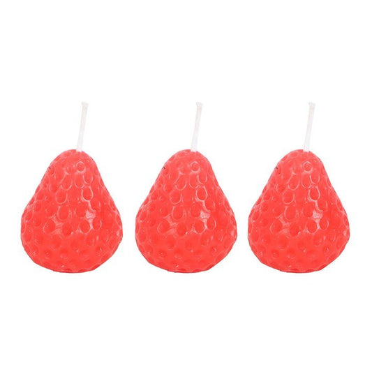 Set of 3 Strawberry Shaped Candles - Scents & Gifts UK