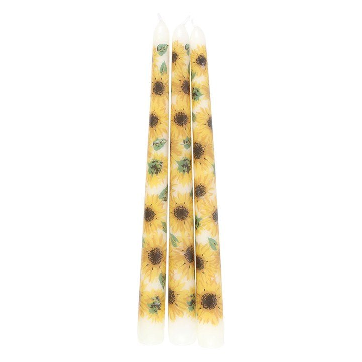 Set of 3 Sunflower Taper Candles - Scents & Gifts UK