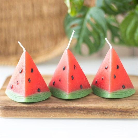Set of 3 Watermelon Shaped Candles - Scents & Gifts UK