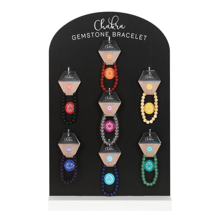 Set of 35 Chakra Gemstone Bracelets on Display - Scents & Gifts UK