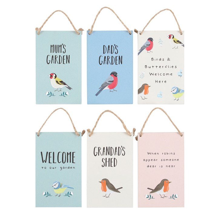 Set of 36 Garden Bird Mini Signs on Display - Scents & Gifts UK