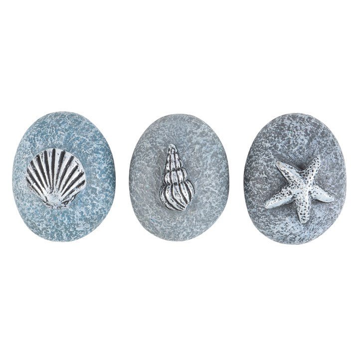 Set of 36 Resin Pebble Ornaments in Display - Scents & Gifts UK