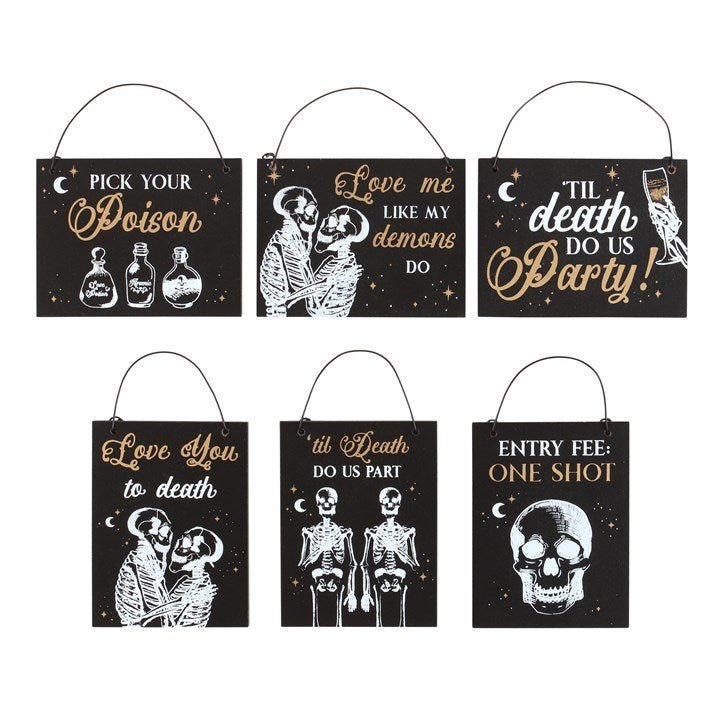 Set of 36 Til Death Do Us Party Mini Signs on Display - Scents & Gifts UK