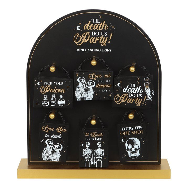 Set of 36 Til Death Do Us Party Mini Signs on Display - Scents & Gifts UK