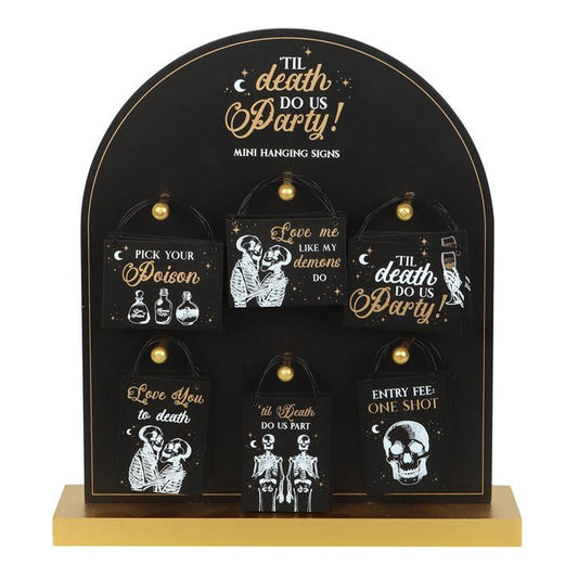 Set of 36 Til Death Do Us Party Mini Signs on Display - Scents & Gifts UK